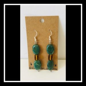 Green Letty Drop Down Earrings